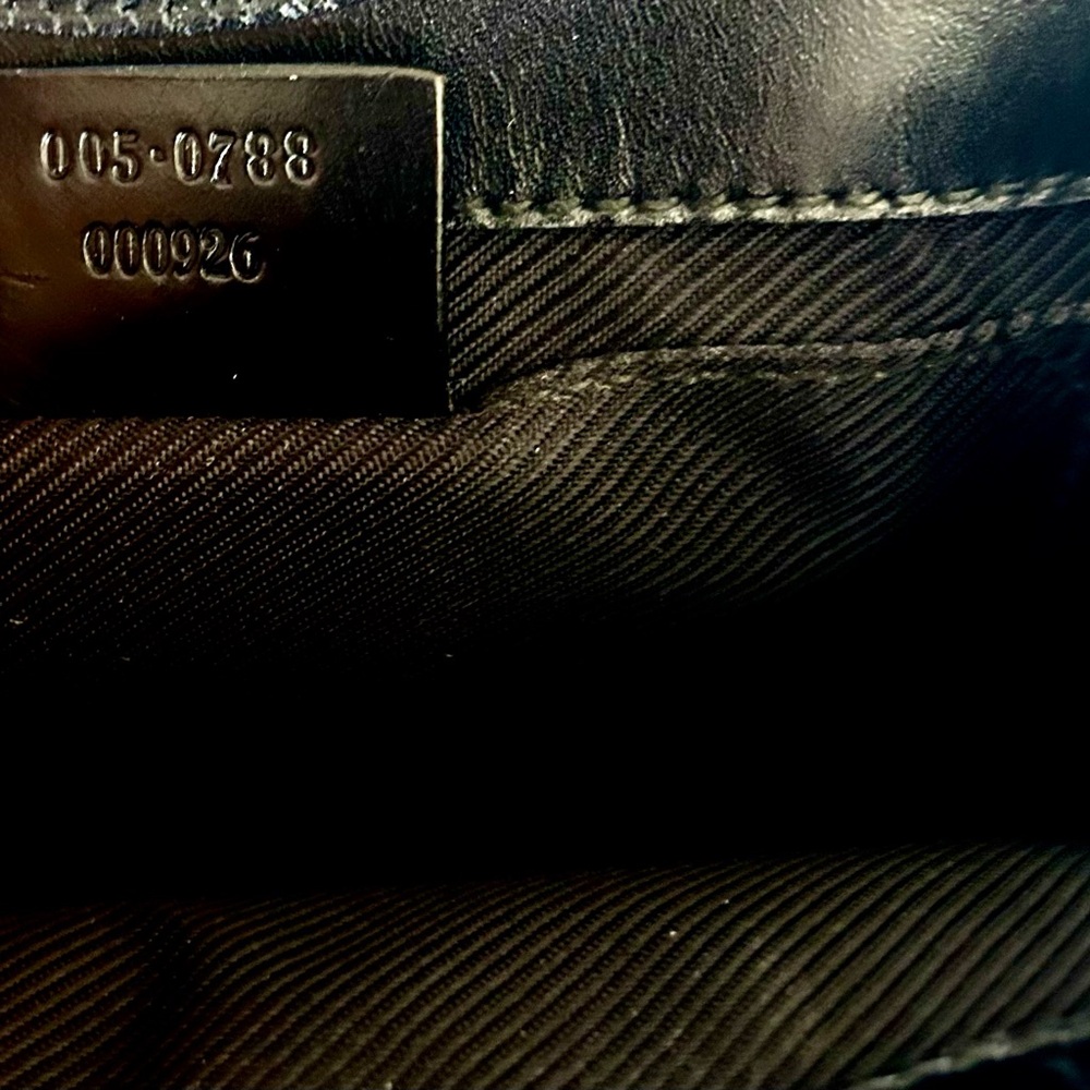 Gucci- AUTHENTIC- Black Leather Monogram Bag w/ Gold, Very Rare - Picture 7 of 11